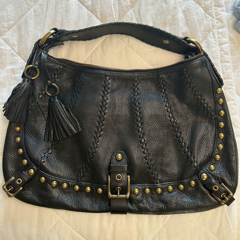 Isabela Fiore Black Leather Studded Handbag